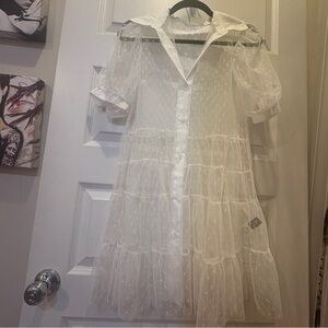 White sheer Swiss dot tiered dress/coverup